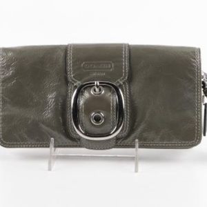 * Leather Coach Wristlet with Buckle Detail *